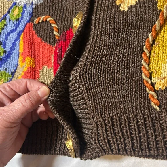 Vtg 90s Berek Marta D Sweater Vest M Wearable Art Hand Knit Western Cowgirl - Picture 6 of 16